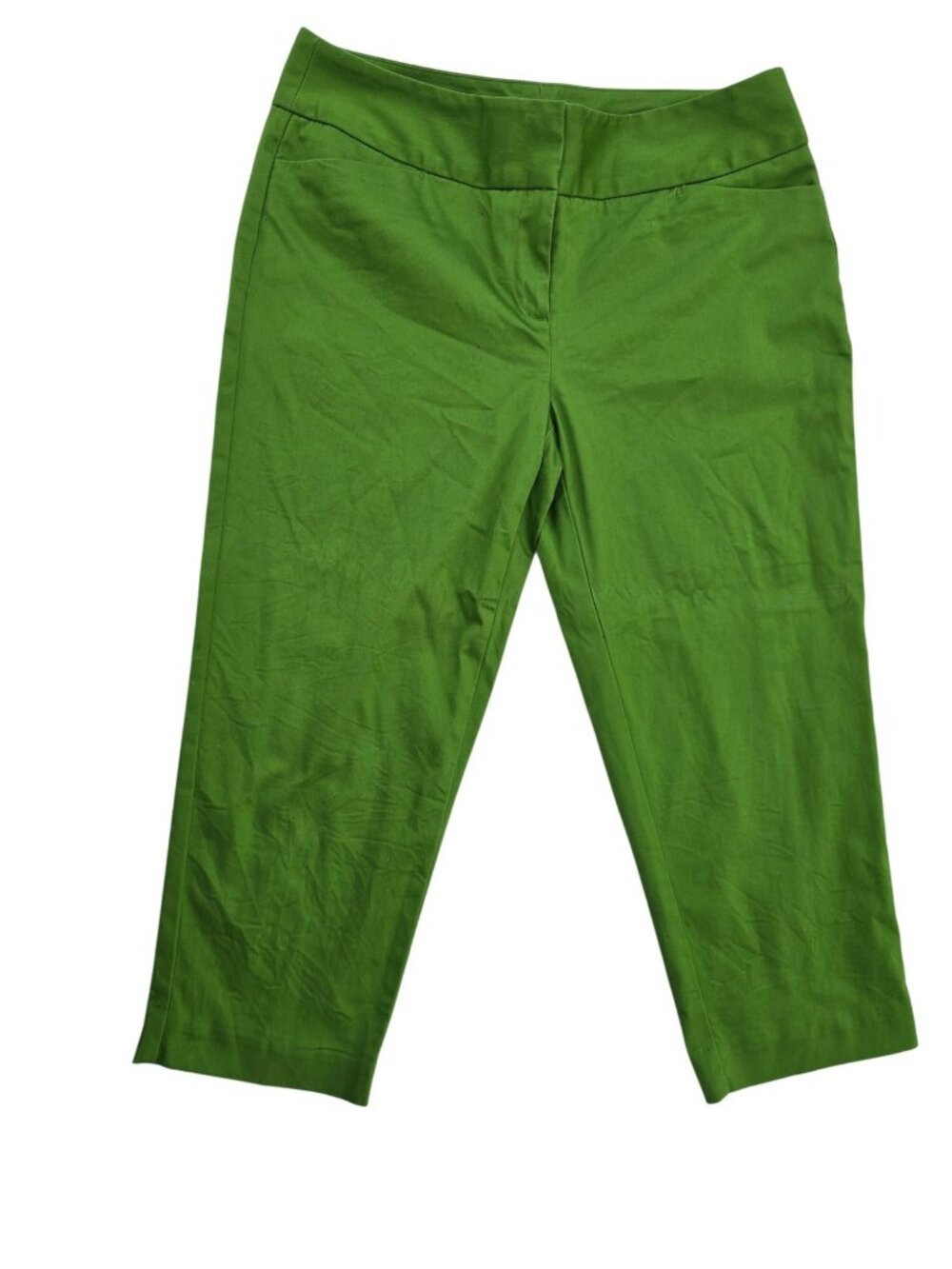 Worthington Women's Modern Fit Green Crop Pants Size 6 Stretch Flat Front